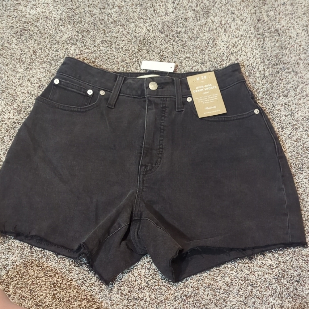 NWT Curvy Madewell High Rise Black Denim Shorts